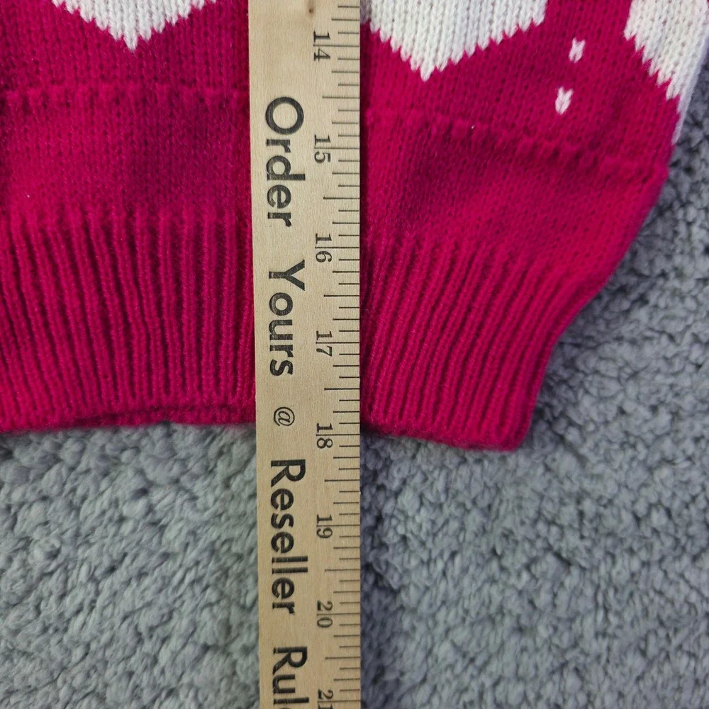 KT Kemples Girls Pink Heart Knit Sweater Vintage Size 6X Magenta Pullover